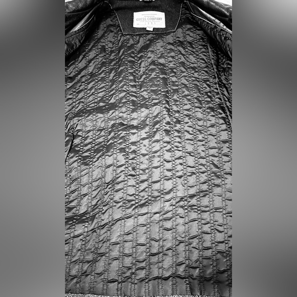 Men's Vintage Guess Black Leather Bomber Jacket - Picture 5 of 5